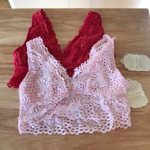 Altar’d State bralette set - pink and red